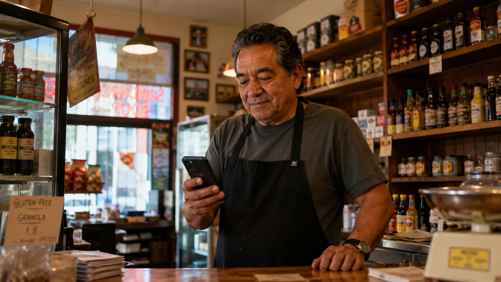 Shop owner managing her business